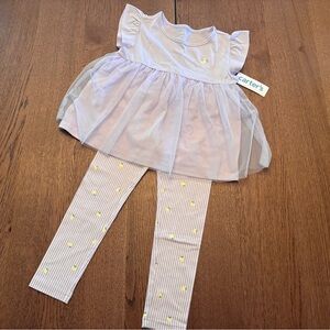 Carter's Lilac with Lemons Tutu Shirt with Leggings Size 6/6X